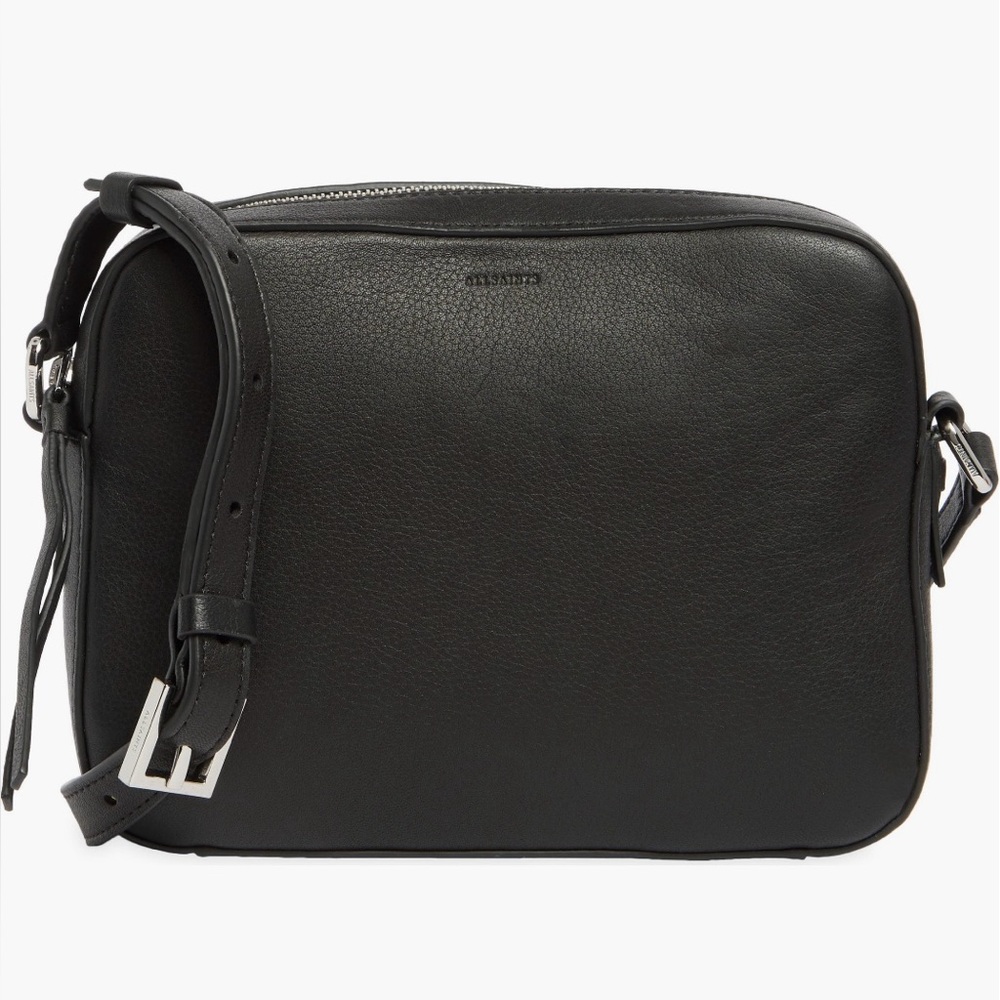 NWT AllSaints Captain Lea black leather crossbody bag